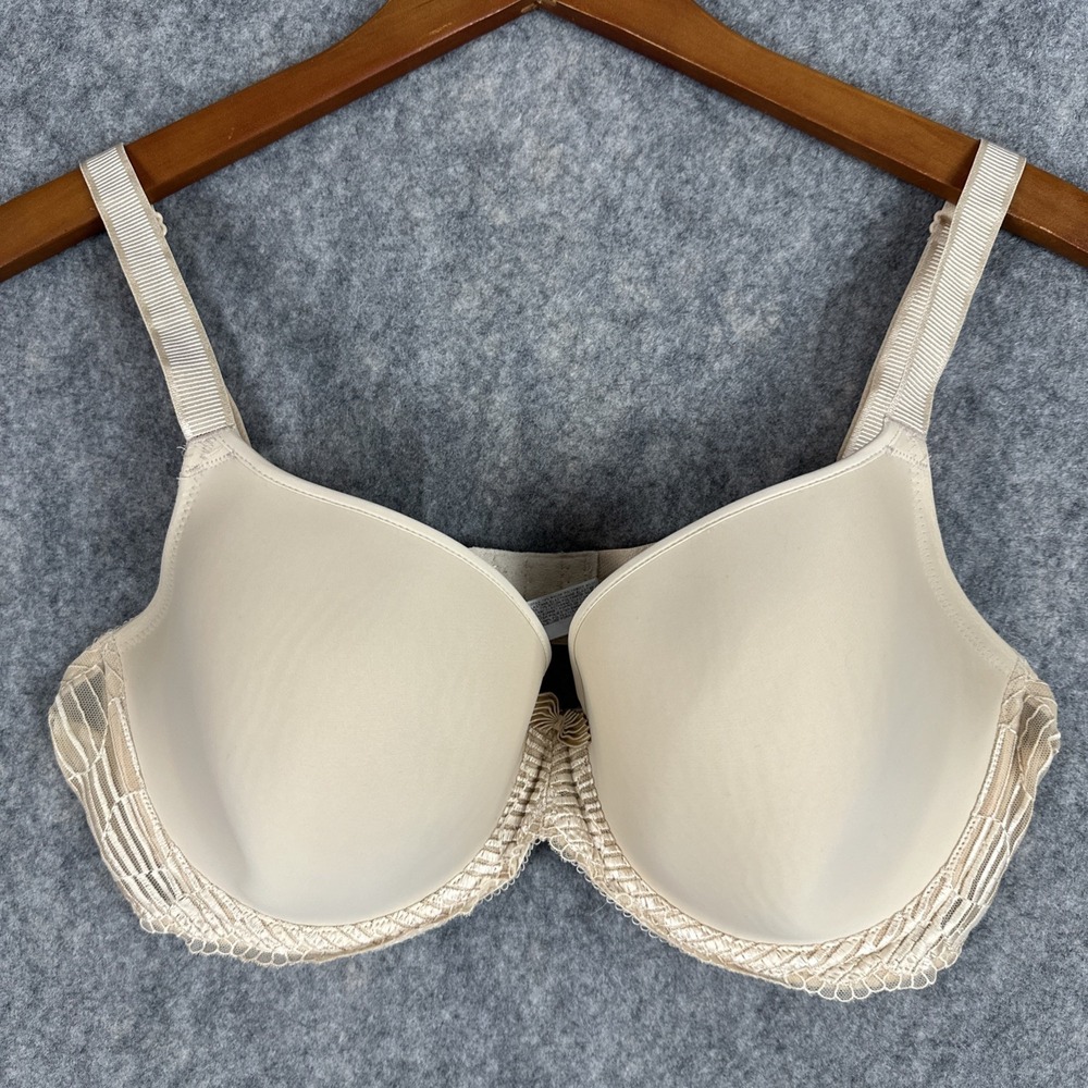 Wacoal Bra Women 38DD Beige La Femme T-Shirt Underwire Lace Trim 853117